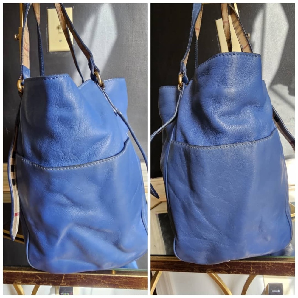 Authentic Burberry Leather Canterbury Tote Royal Blue - Picture 11 of 11